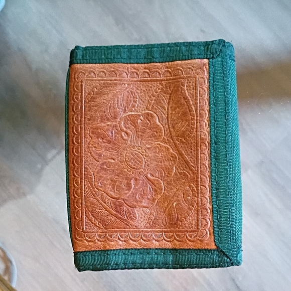 Handbags - Green and Brown Embossed Wallet